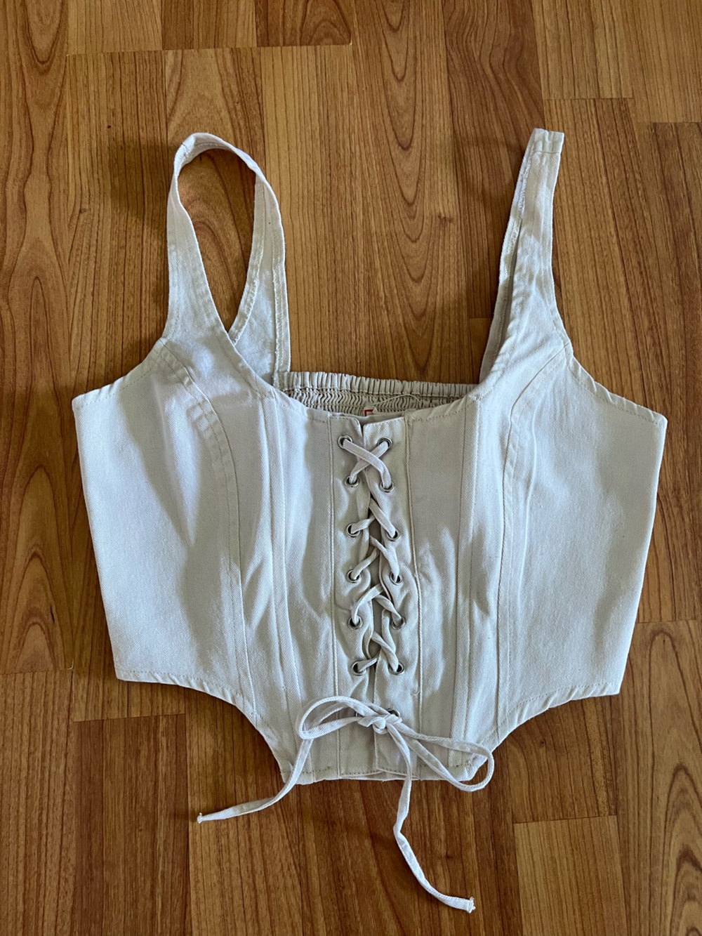 White Lace-Up Corset Crop Top - Women